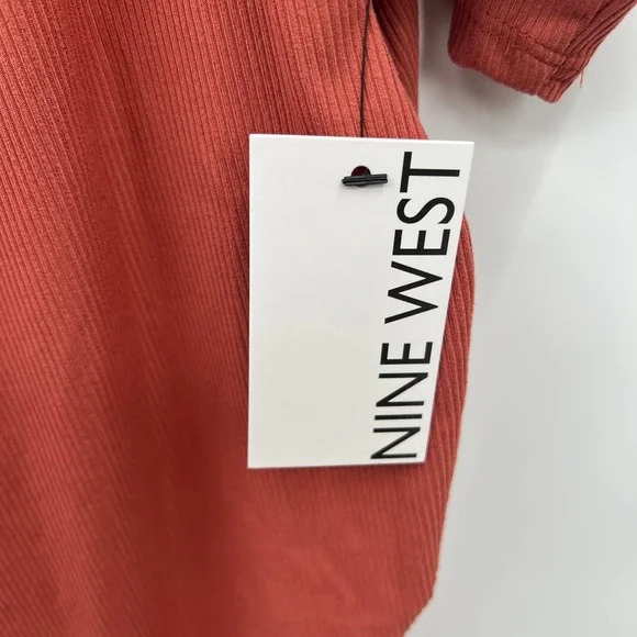 Nine West Women's Mauve Rib Ruched Elbow Sleeve Top Size XXL - Picture 4 of 6